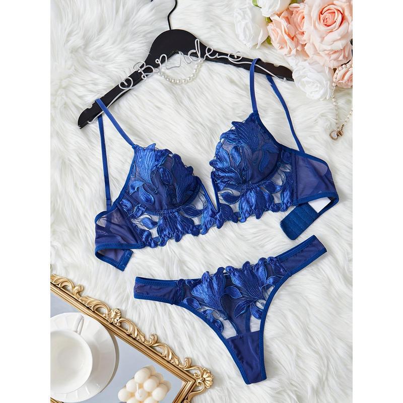 O4513 Dropshipping Aliexpress Amazon Cross-Border New Bra Set Valentine's Day Sexy Elegant Mesh