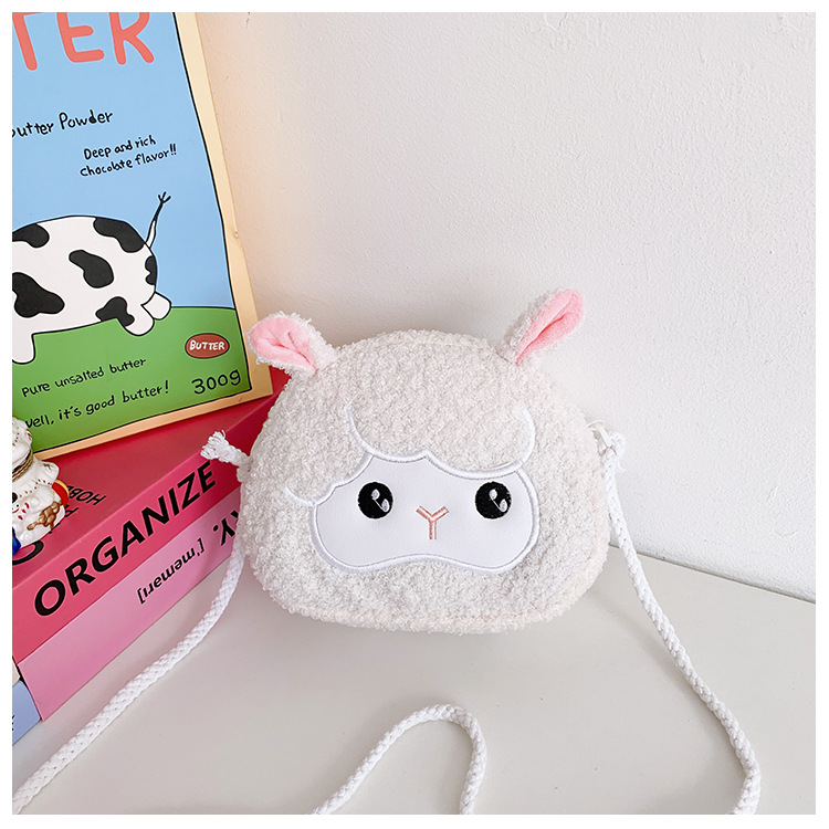 2025 otoño y invierno nuevo bolso para niños caricatura lindo animal peludo bolso de hombro pequeño bolso de cambio ligero
