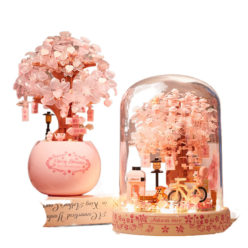 積み木組み立て永遠の花の装飾品 DIY パズル桜ツリーハウス 3D 立体大人バージョン女の子のための新年ギフト|undefined