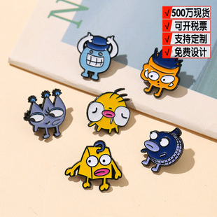 Cross-Border Export Trinkets Alloy Brooch Cute Little Monster Cartoon Badge Versatile Exquisite Alloy Brooch Pin