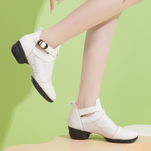 8011康华舞蹈鞋黑色网面女式软底增高搭扣水兵舞广场舞鞋夏季网布