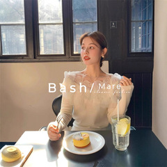 港米服饰/2025秋季女一字肩打底衫拼接网纱花瓣长袖上衣女秋冬季