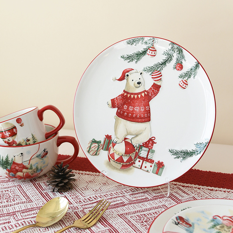Placa de cerámica de Navidad, estilo de sombrero de Navidad, placa de cerámica, nuevo plato de dulces, nuevo producto de preventa