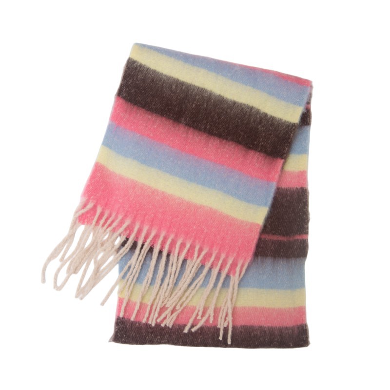 770g Weight Scarf Classification Daily Occasion Polyester Material Stripe Pattern Autumn&Winter Season Women's Gender Tassel Design Casual, Simple Style Style Women's Casual Simple Style Stripe Polyester Tassel Scarf 10