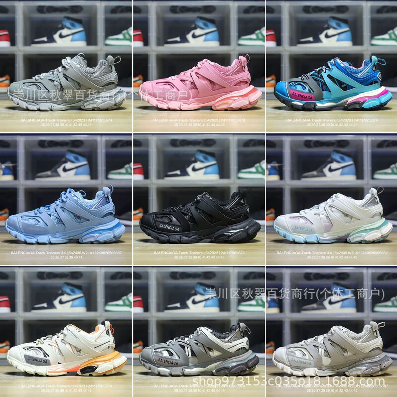 Paris Thick-Soled Dad Shoes Track3.0 Height-Increasing Led Light Shoes, Pure Original Putian Shoes, Men's and Women's Outdoor Retro Sports Shoes