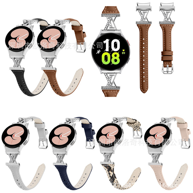 Suitable for Samsung Galaxy Watch4/5/6/7 Watch Straps, Watch5 Pro T-Shaped Leather Watch Strap