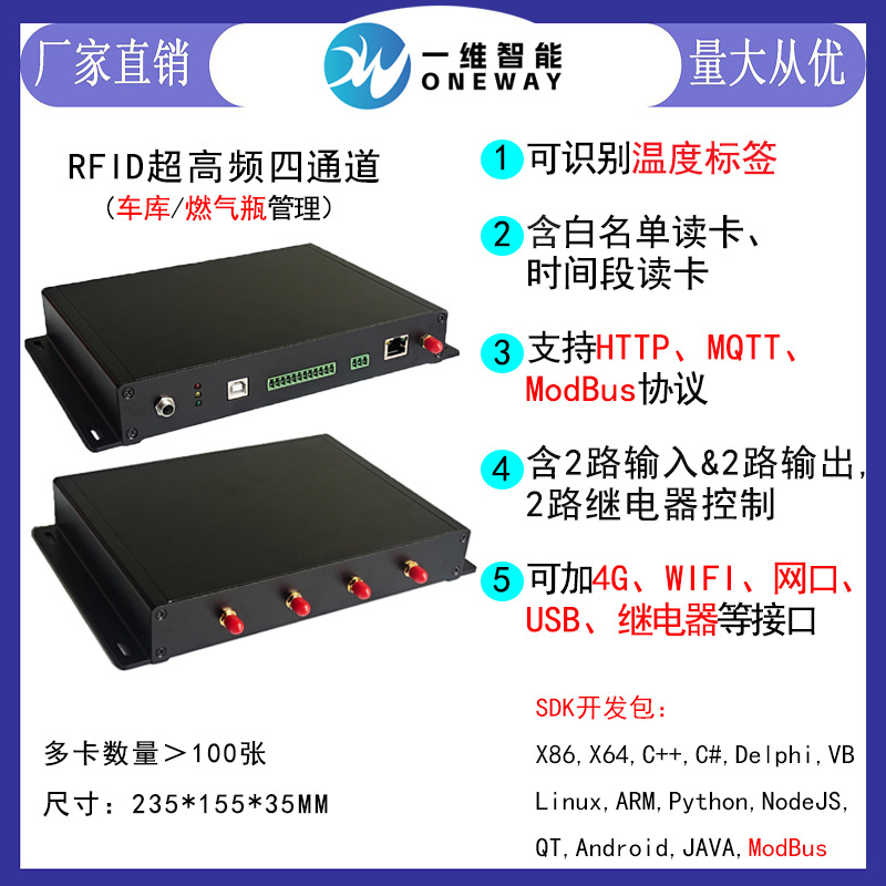 UHF超高频 Impinj E710 四通道 RFID UHF分体机 仓储人员图书馆管