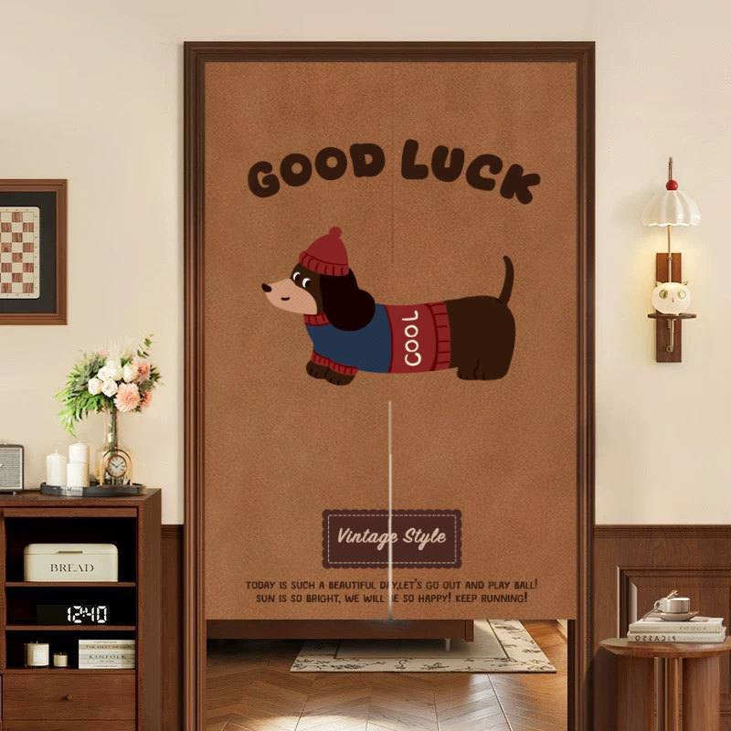 Vintage Dog Door Curtain Partition Curtain for Kitchen, Bathroom, Master Bedroom, Home Use, Dustproof Half Curtain, Decorative Curtain