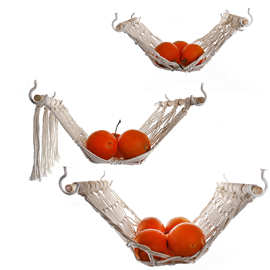 简易手工棉绳编织厨房挂网网兜水果蔬菜面条橱柜网吊篮吊架置物架