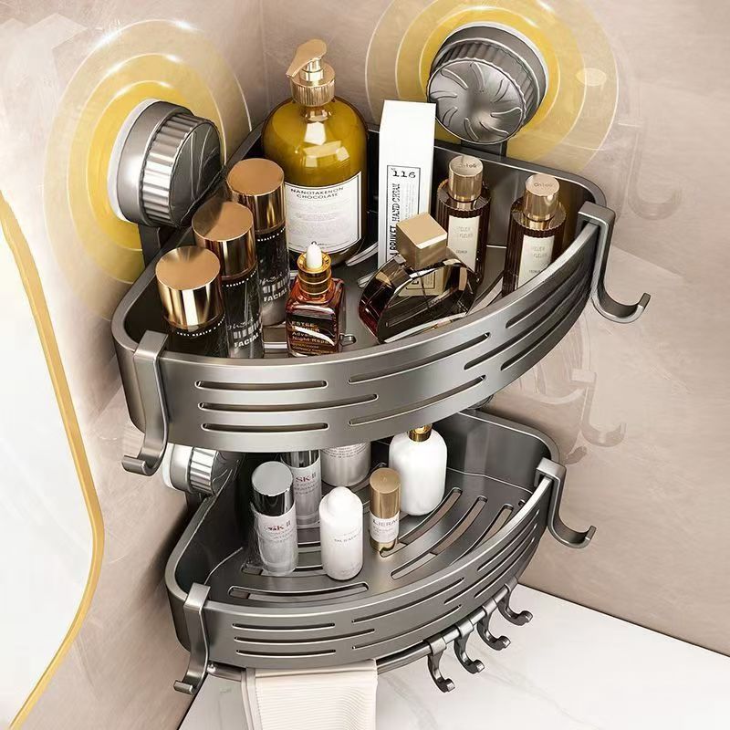 Bathroom Suction Cup Bathroom Storage Shelf Wall-Mounted Punch-Free Bathroom Sink Washbasin Storage Triangle Basket