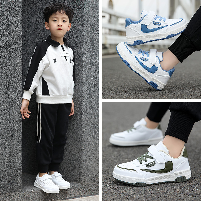 Zapatos para niños primavera y otoño nuevo estilo 2025 cuero impermeable zapatos casuales para niños medianos y grandes zapatos deportivos para niños de moda al por mayor