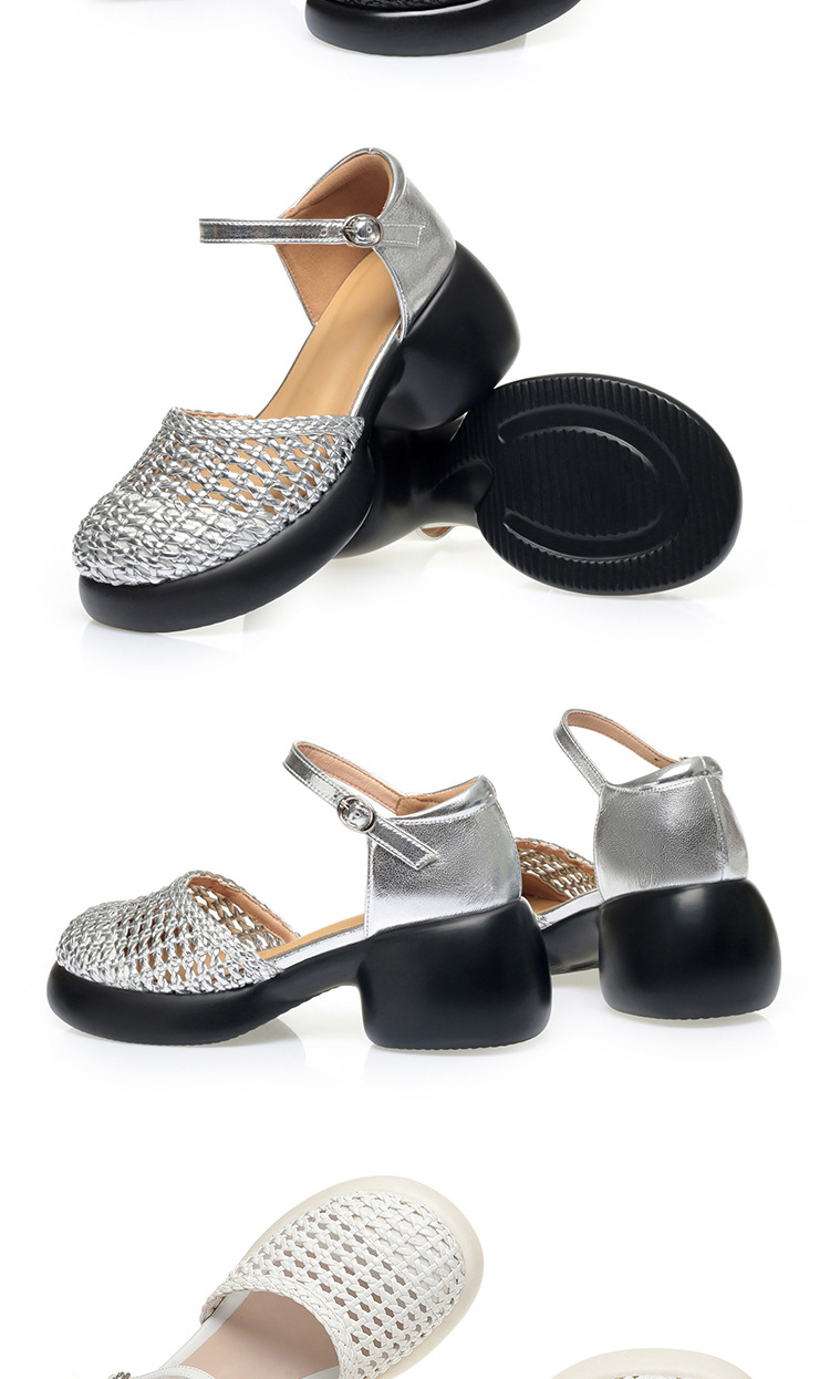 Dép sandal nữ đế xuồng cao gót mũi kín phong cách La Mã — đen chi tiết 16
