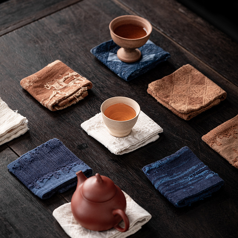 Creative Tea Towel Cotton Thickened Super Absorbent Wipe Towel Heat Insulation Cloth High-grade Rag Teapot Coaster Small Square Towel