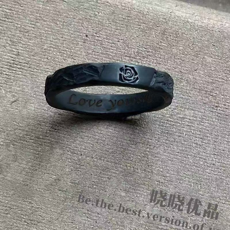 小炭火戒女素圈轻奢小众设计高级感2025新款对戒情侣指环戒指|undefined