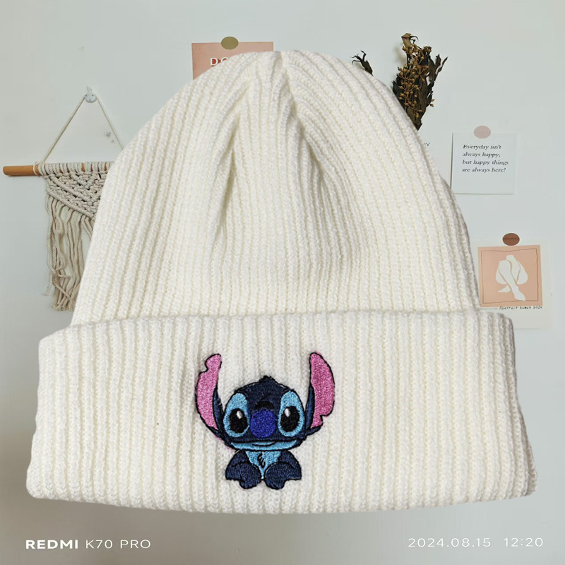 クロスボーダー万能プルオーバー猫暖かい帽子かわいいオリ三刺繍ニット帽シナモンドッグウール帽子クミロ|undefined