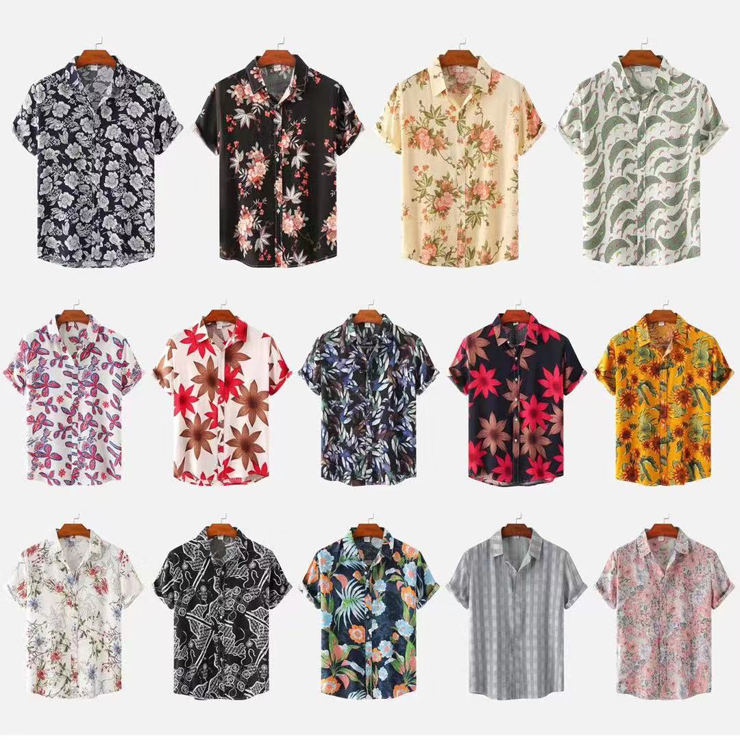 EBay AliExpress 2024 verano floral manga corta Camisa floral hombres tamaño europeo hombres camisa de manga corta hombres al por mayor