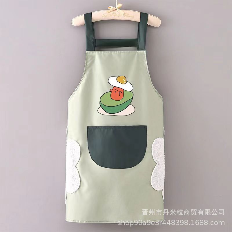 エプロン家庭用キッチン防水防油女性かわいい洋気料理仕事大人の腰を囲んで汚れに強い作業服を決めた|undefined