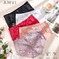 Плавки женские AMVI с кружевом — сексуальные кружевные трусы, плюс-сайз, низкая талия, цветные варианты