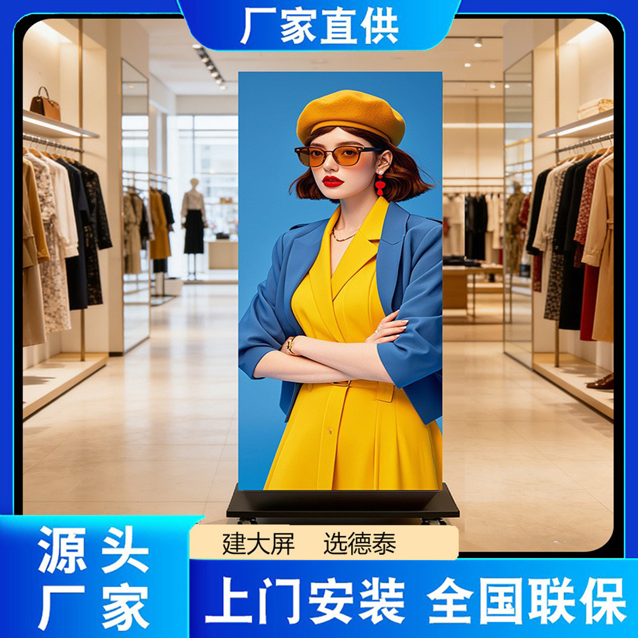 Shenzhen manufacturer's foldable LED advertising machine, storefront vertical poster screen, movable GOB process, seamless splicing, high definition