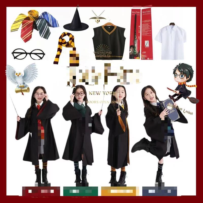 Harry Potter Academy Robe Same Style Cosplay Costume Magic Robe Clothing Adult Children's Cloak Halloween Costume