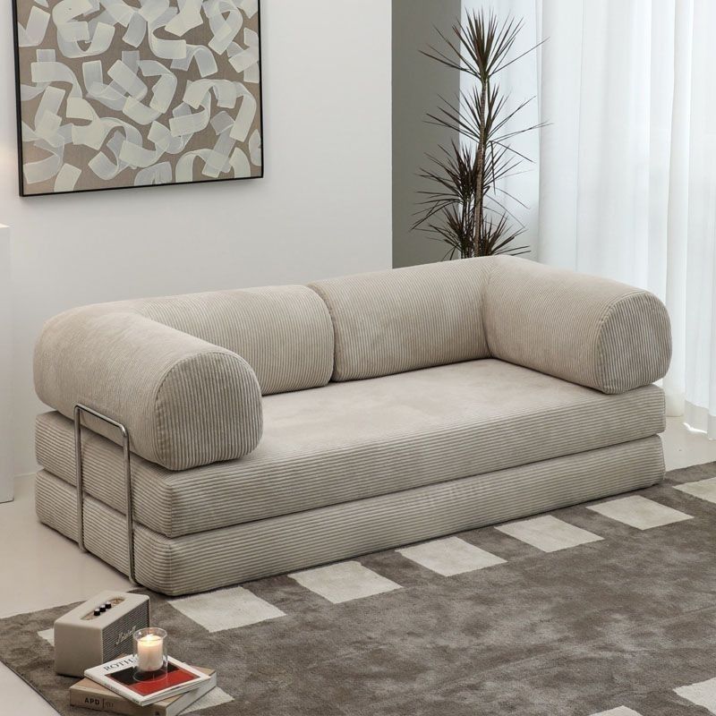 Compressed Sofa Retro Living Room Modern Simple Folding Dual-Purpose Small Apartment Module Sofa Fabric Lazy Sofa Bed