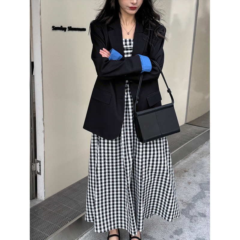 Ns Stylish Loose Casual Blazer for Women, New Spring Model with Color-Blocked Cuffs, High-End Suit Jacket 3526 Ns Stylish Loose Casual Blazer for Women, New Spring Model with Color-Blocked Cuffs, High-End Suit Jacket 3526