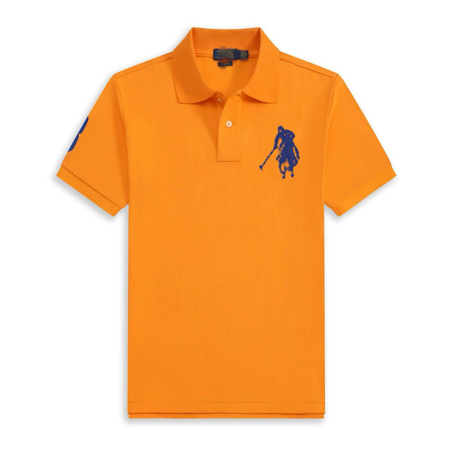 Летний классический цветной хлопковый polo с высоким воротником, оверсайз, с вышивкой