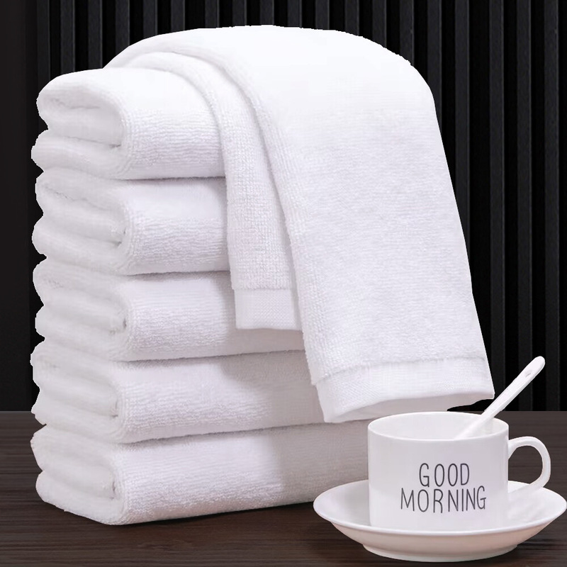 Cotton towel white towel factory wholesale absorbent disposable hotel bath white towel cotton wholesale