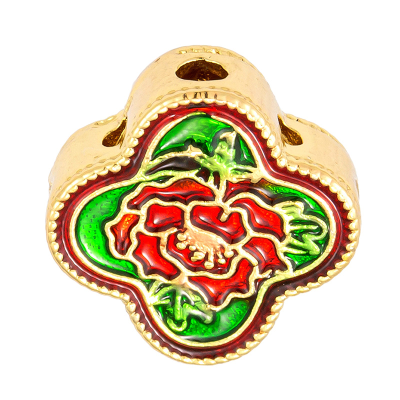 Antiguo método oro goteando aceite azul quemado colgante cuentas Dios de la riqueza atrapador de sueños flor cuentas de tambor accesorios de bricolaje joyería de transferencia