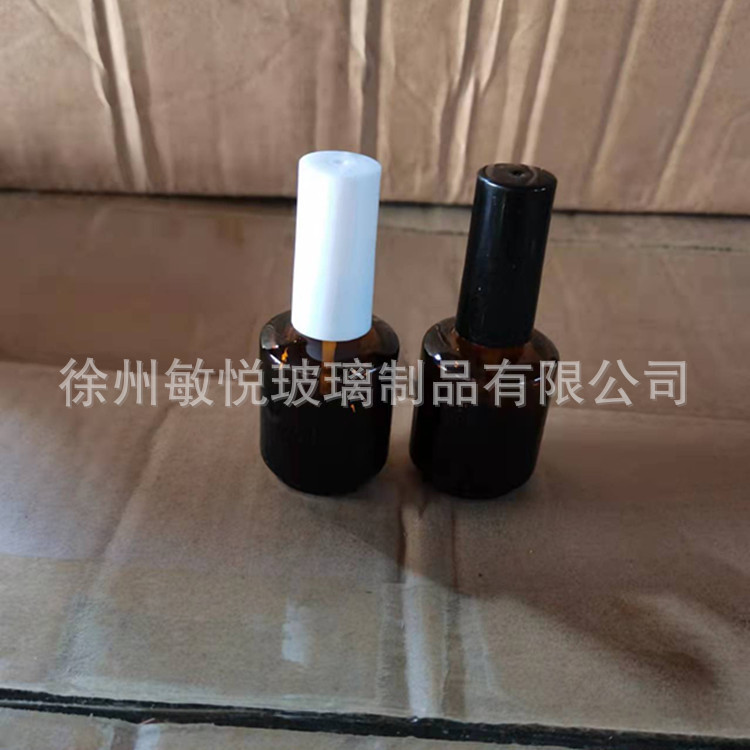 现货15ml茶色甲油胶玻璃瓶 底胶封层分装空瓶 黑色 指甲油瓶|undefined