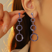 町卡高级感超闪满钻长款流苏耳环女 时尚气质水钻耳饰品 earrings