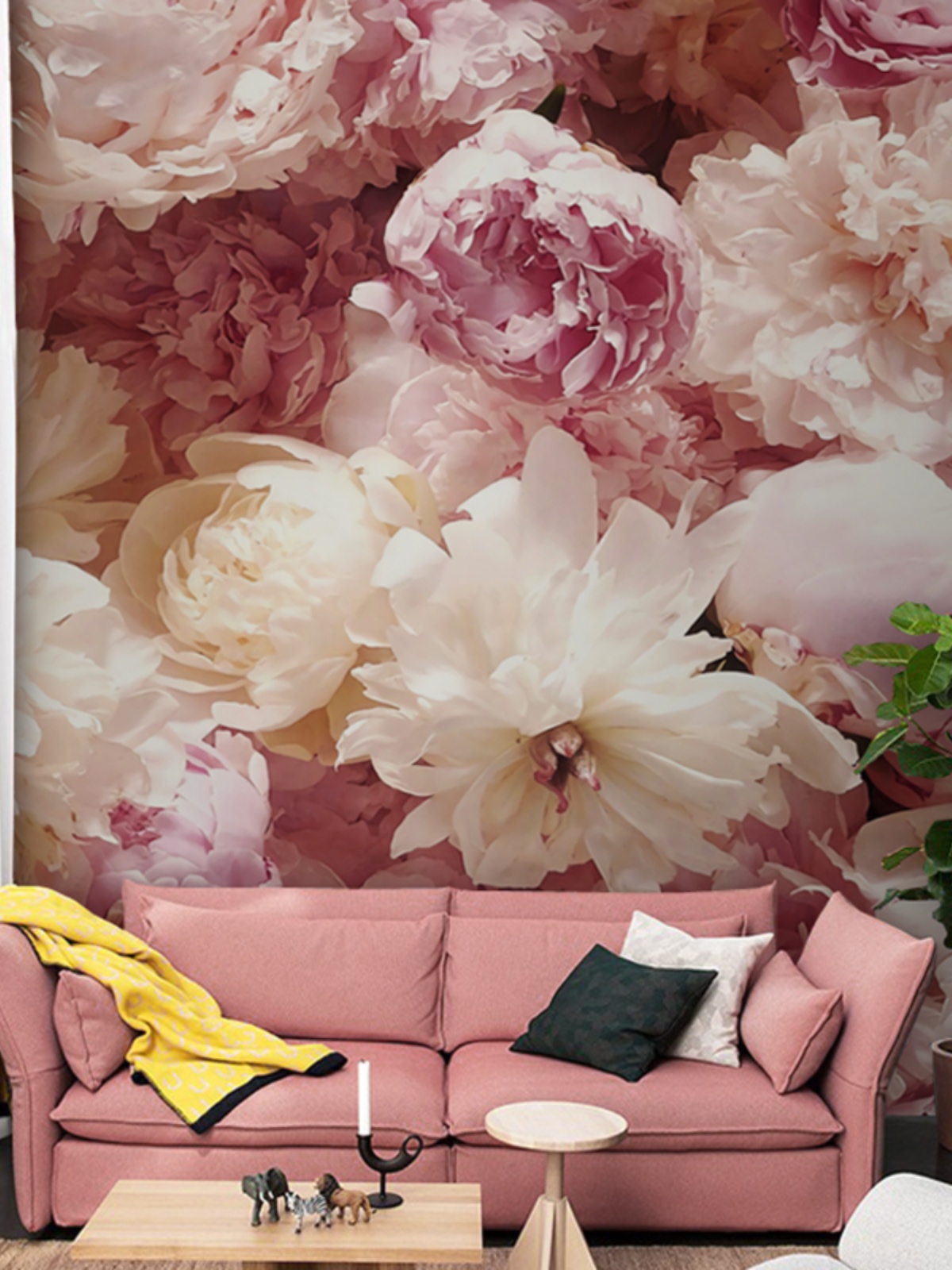 现代手绘抽象艺术玫瑰大型壁画墙布壁纸卧室电视客厅酒店背景墙纸