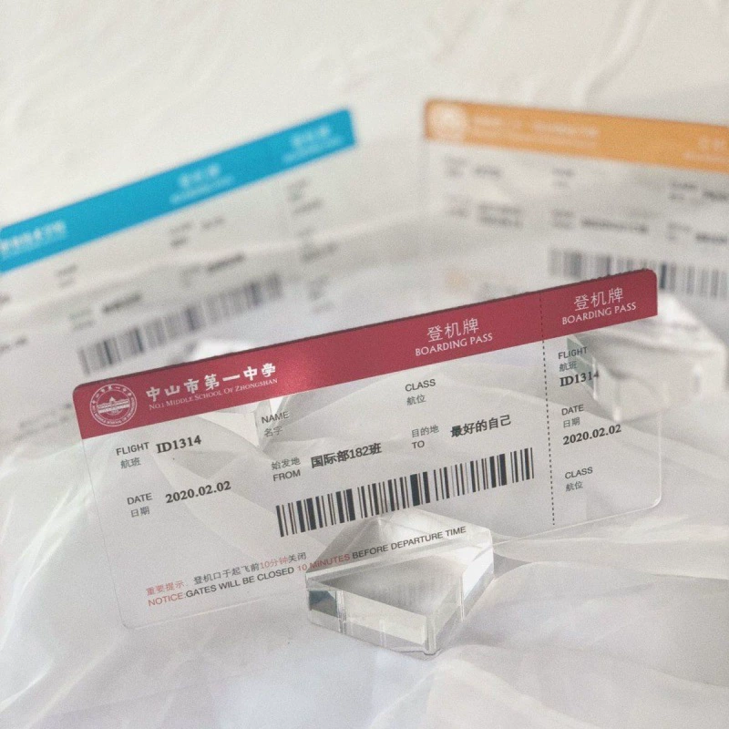 Акриловый посадочный талон авиабилет Выпускной подарок памятное приглашение прозрачный пригласительный билет ежегодная встреча пригласительный билет