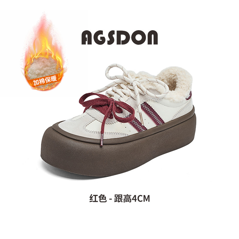 Augu Shi Dengde zapatos de entrenamiento para mujeres 2025, nuevos zapatos de skate deportivos casuales de primavera retro con suela gruesa, zapatos blancos grandes