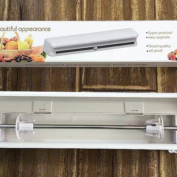 Cross-border suction cup cling film cutter, household divider, adjustable storage cutting box, kitchen utensil tool