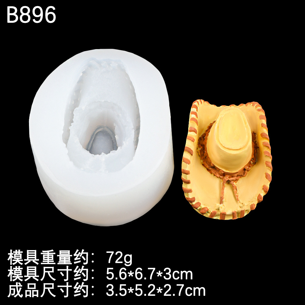 Sombrero tridimensional, sombrero de vaquero occidental, molde de silicona, yeso difusor de bricolaje, decoración de pastel de chocolate, molde de jabón hecho a mano