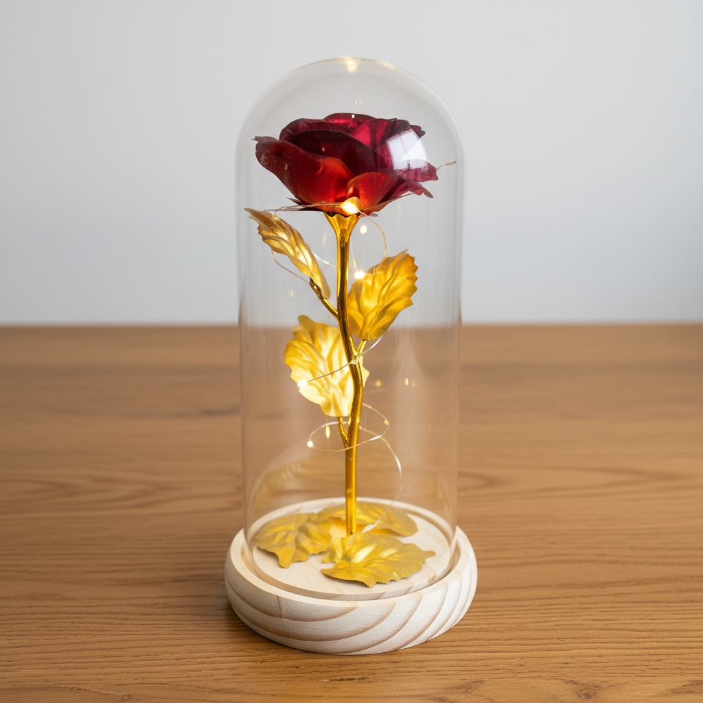 Flor inmortal de oro flor de vidrio de plástico decoración regalo de cumpleaños ceremonia de graduación Qixian día de San Valentín lámpara de noche