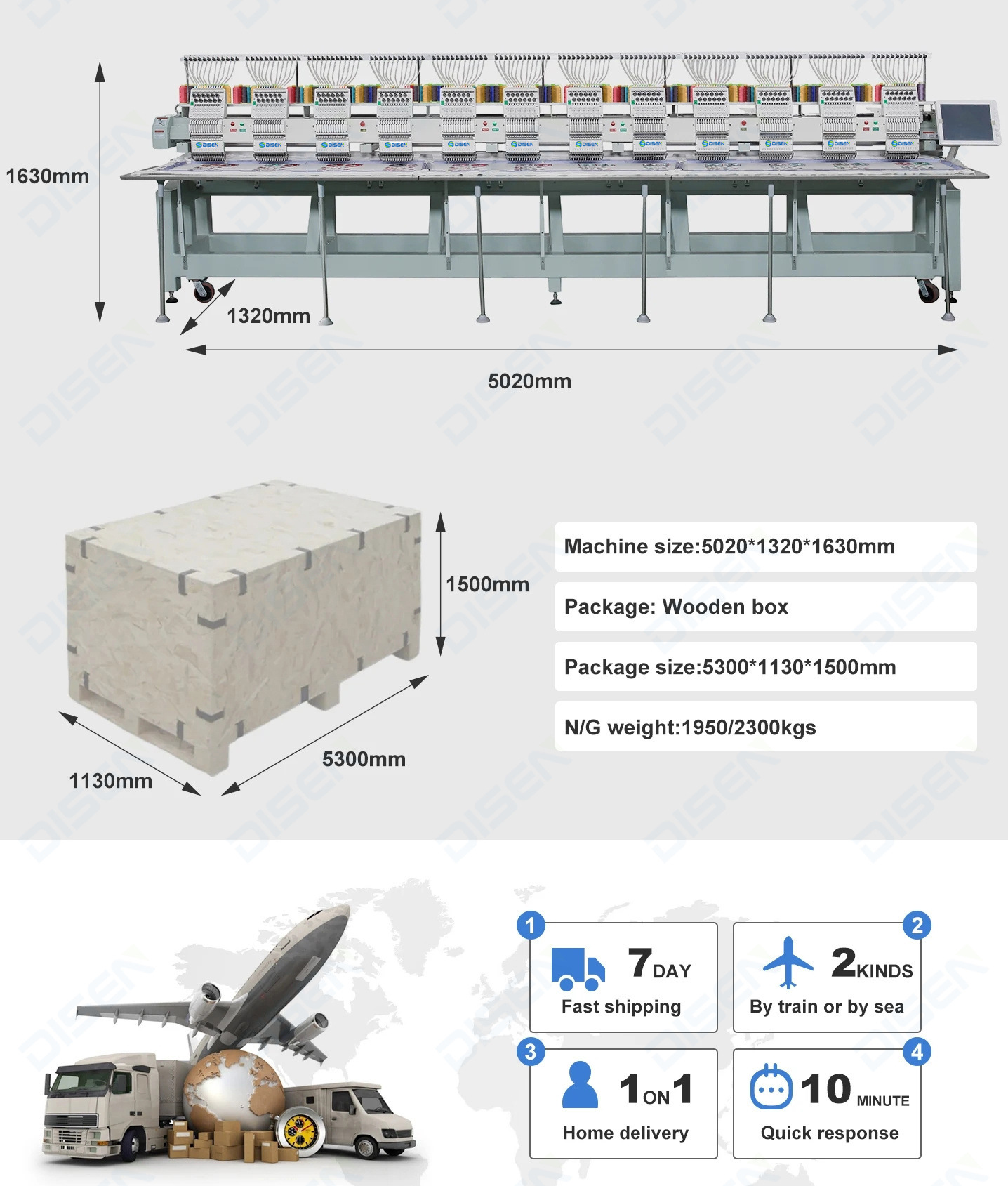 Marca nueva máquina de bordado de computadora automática de 12 cabezales 12-cabeza industrial bordado de tapa grande bordado plano máquina de bordado precio de fábrica