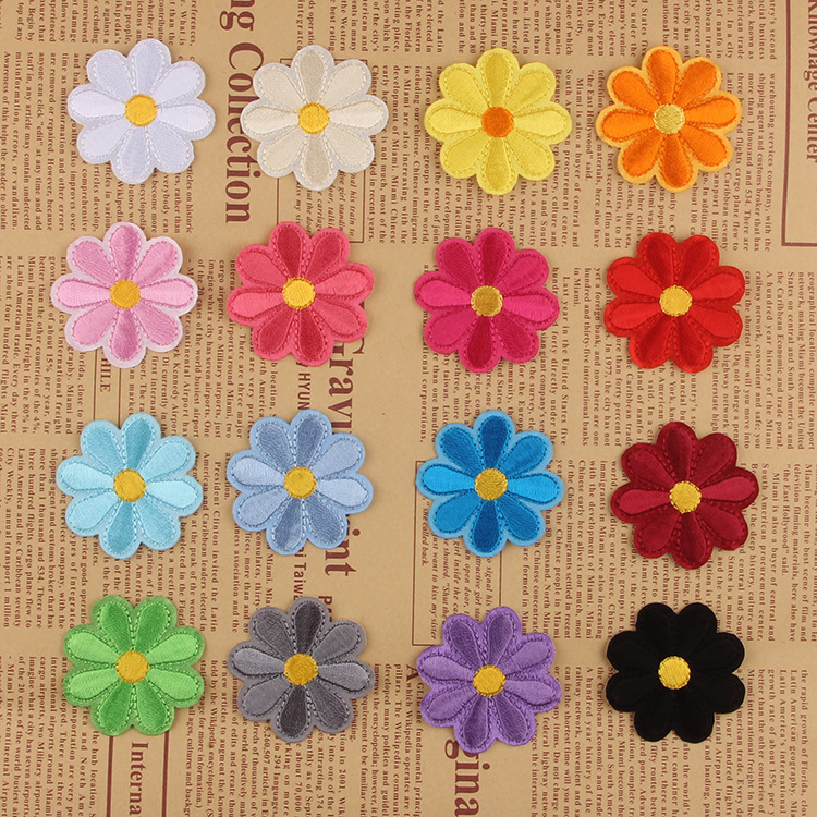 Sunflower cloth sticker diameter 4cm embroidery Patches hotel tablecloth clothes pants bag shoes hole repair decorative accessories