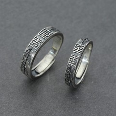 千葉復古做舊原創設計《年年有魚》戒指泰銀氣質情侶男女學生