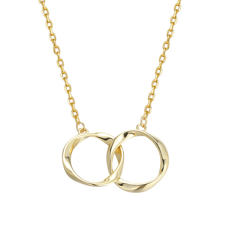Collier à anneaux entrelacés Mobius pour femme, tendance sur Instagram, design simple et original, chaîne asymétrique pour le cou._voghion.com