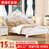 European wood bed Double bed 1.8 Beige backrest 1.5 Rubber wood princess bedside wholesale furniture Exit