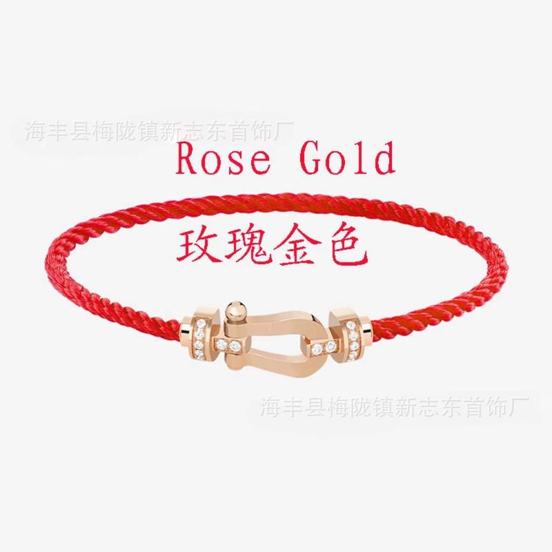 中号马蹄扣费雷德红绳手链情侣款男女本命年转运精工钢丝DIY手绳|undefined