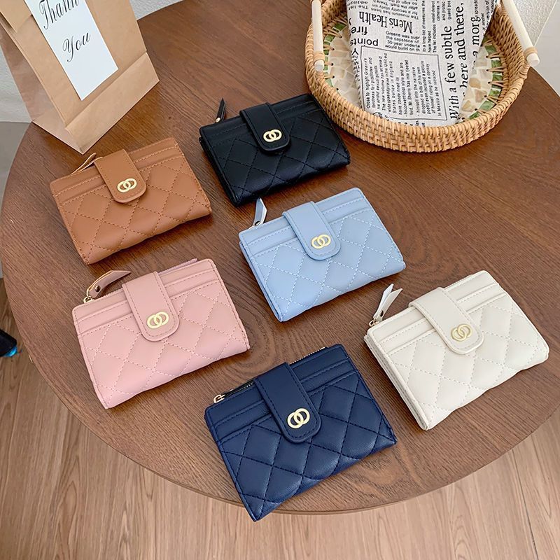 Versión coreana de la billetera de las señoras, bordado de fragancia pequeña, monedero de PU multifuncional, billetera transfronteriza de sentido avanzado para mujer