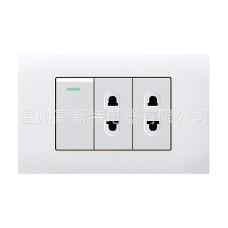 外贸南美开关118系列-VA 一开单控&二位圆扁插座  秘鲁插座