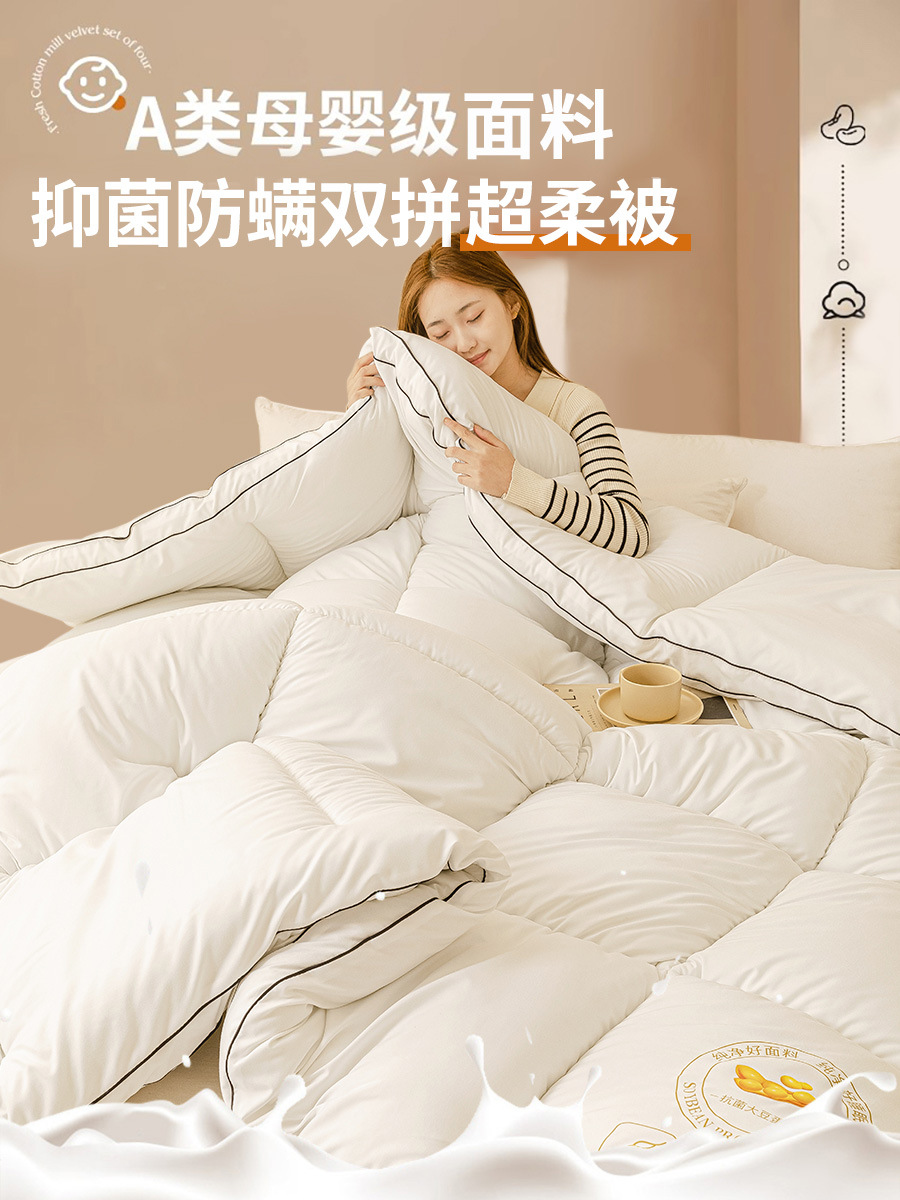 업그레이드된 슈퍼 소프트 항균 양면 이불 오프화이트