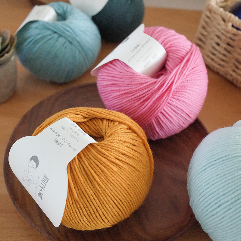 Anruo 100% mernu wool thread hand-woven diy medium thick knitting wool scarf thread 70 wool