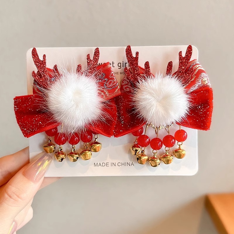 Ángora brocas de peluche rojas brocas de cabello para niños brocas de cabello de serpiente tarjeta de cabello de niña adornamientos de cabello de Año Nuevo al por mayor