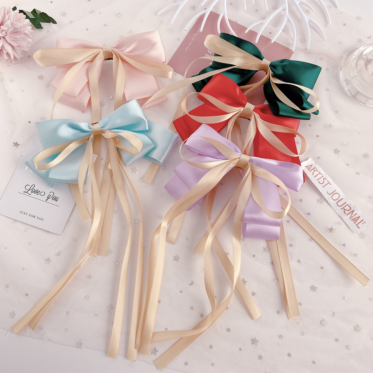 Candy Color Yarn Ribbon Bow Hairpin display picture 2