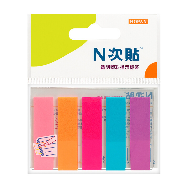 N pegatinas de plástico flecha transparente etiqueta pequeña fluorescente se puede volver a colocar índice de clasificación de plástico post-it pegatinas de Pepsi